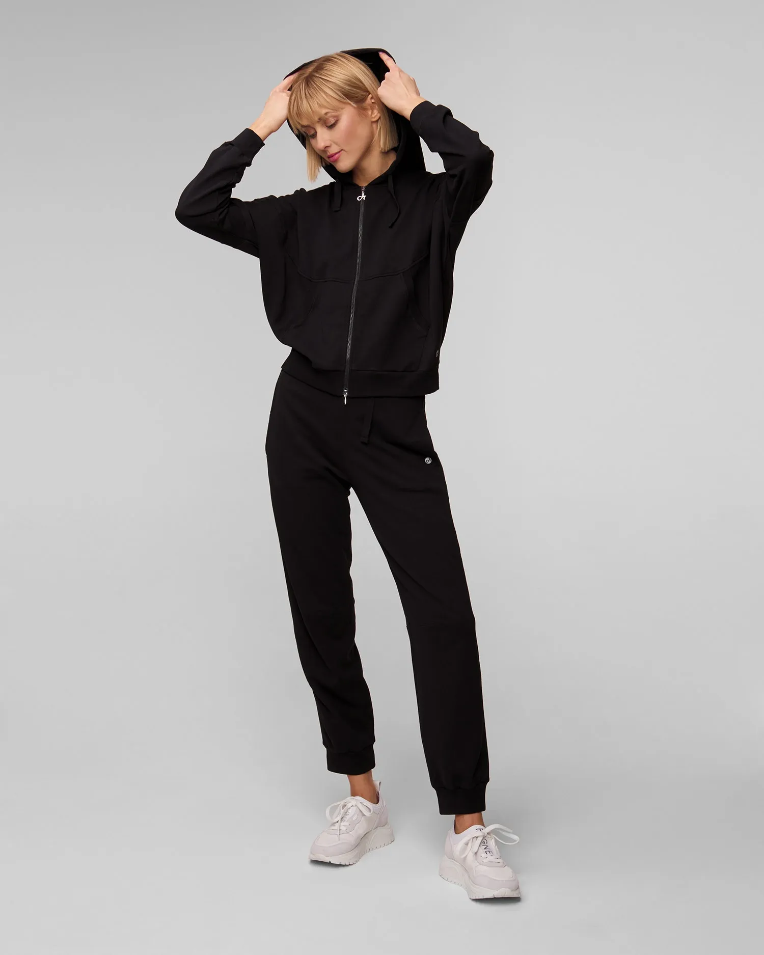 Women's black zip-up hoodie Deha D02381-10009