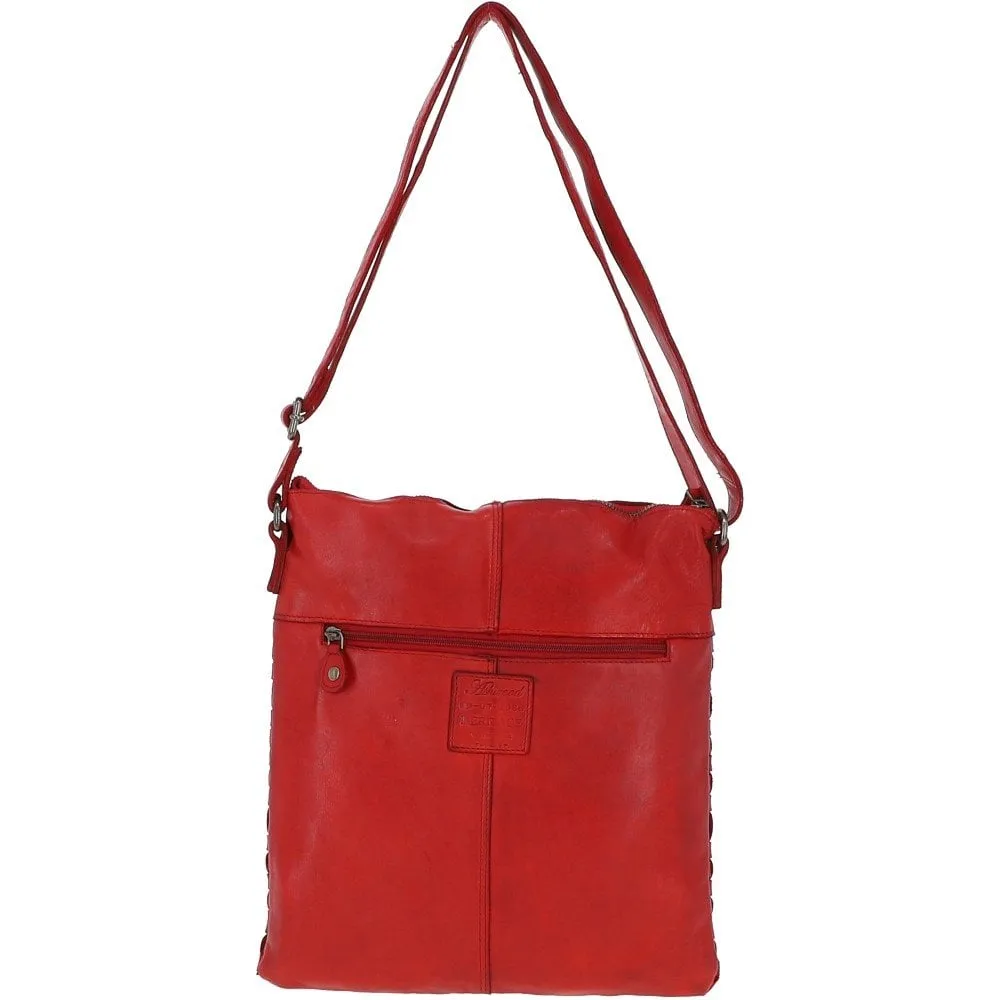 Woven Classic Large Leather Vintage Crossbody Bag Red :  D-72