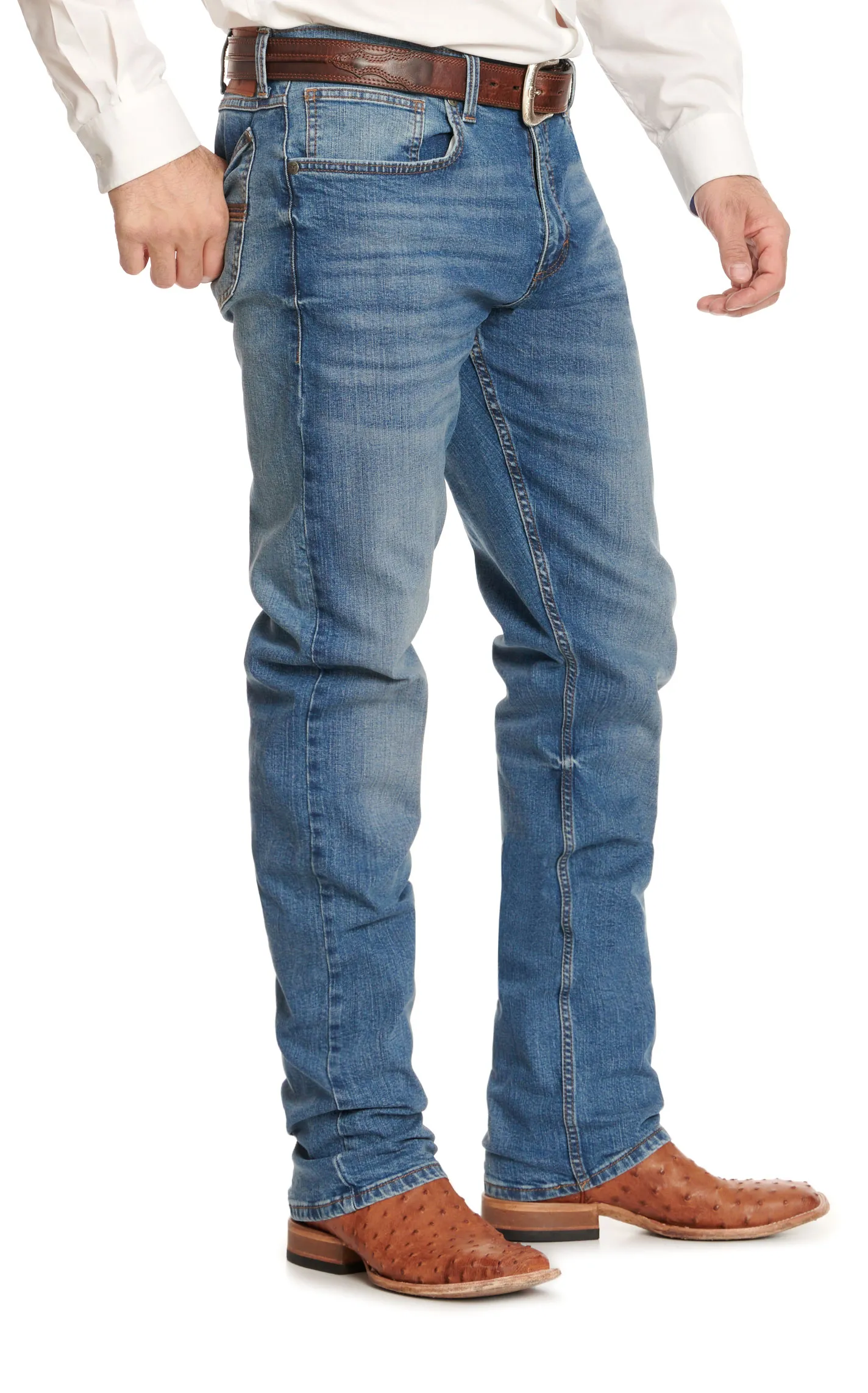 Wrangler 20X Men's Lakeway 44 Light-Medium Wash Slim Fit Straight Leg Jeans - Big & Tall Sizes