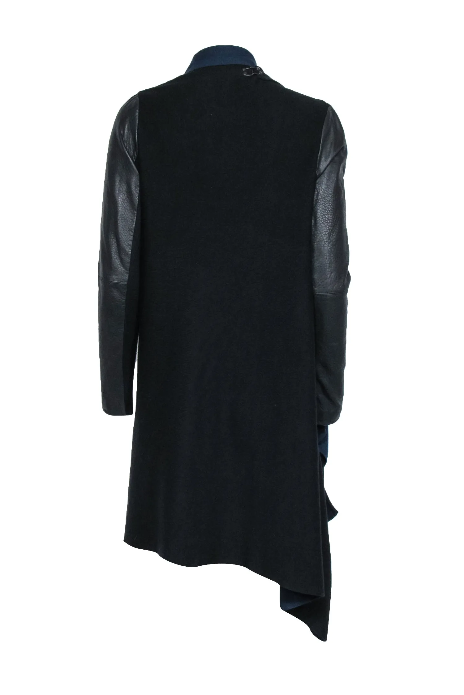 Yigal Azrouel - Black Knit Open Sweater w/ Leather Accents Sz S