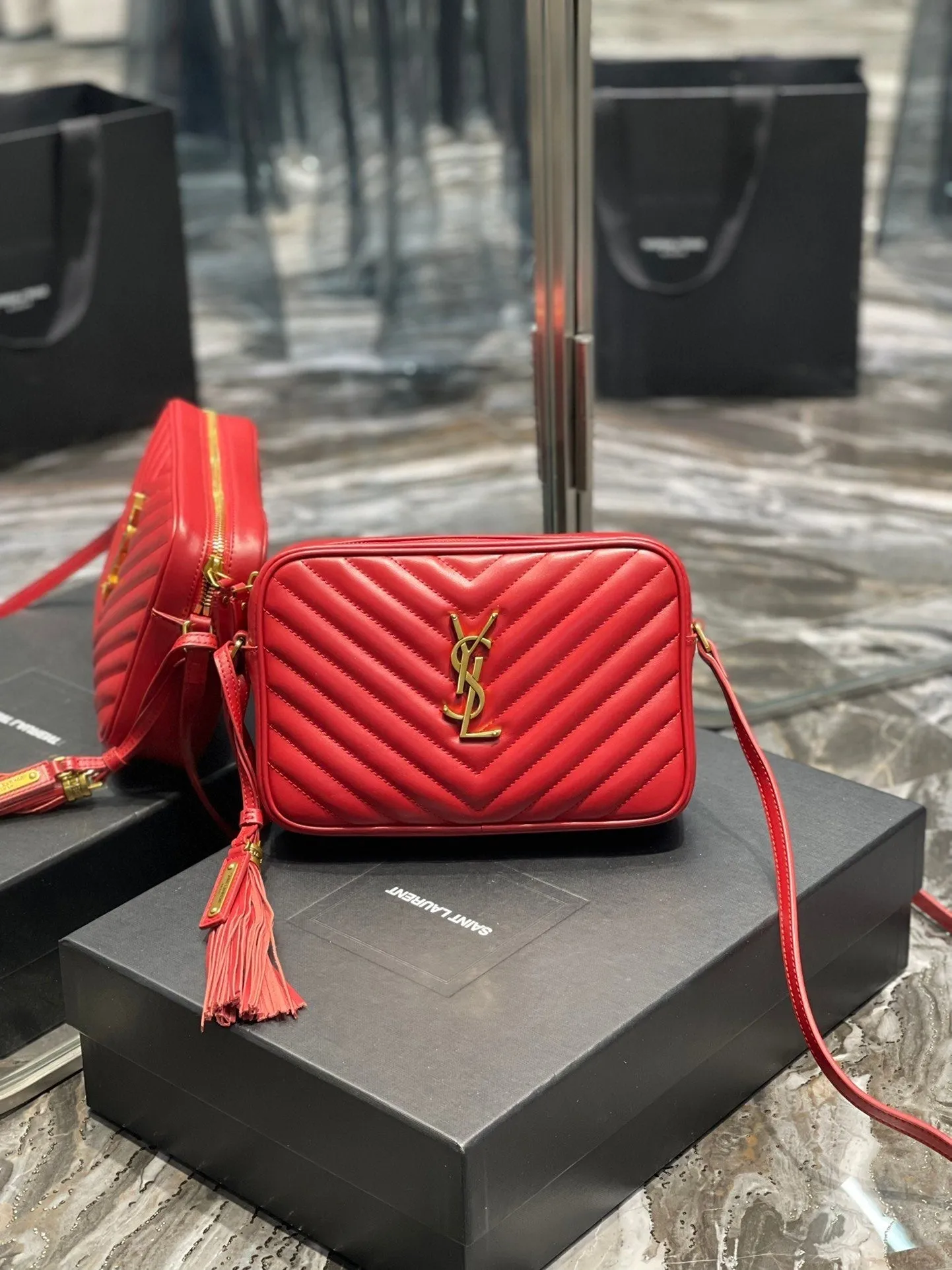 Yves Saint Laurent Lou Camera Bag Red