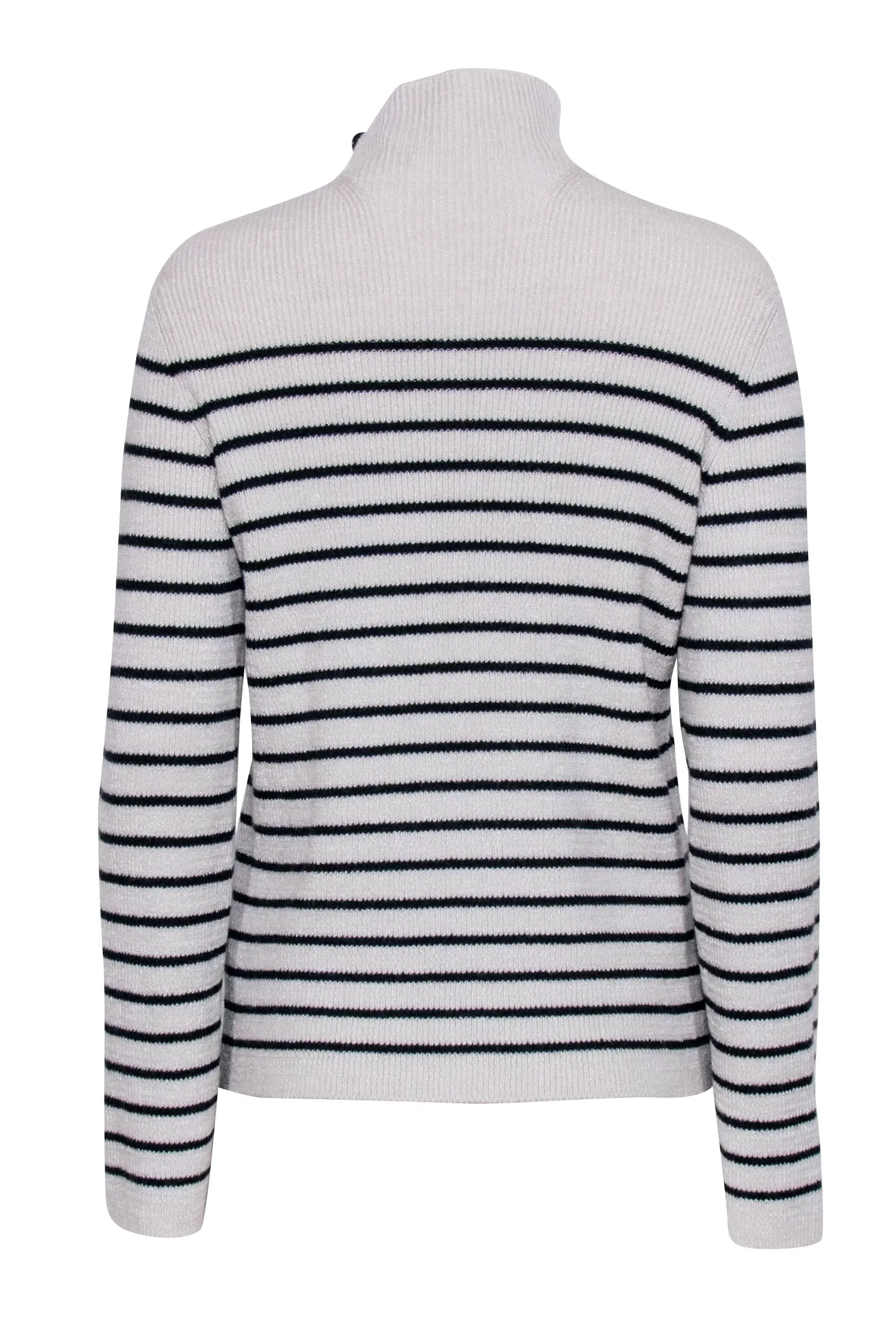 Zadig & Voltaire - Ivory & Dark Navy Striped Funnel Neck Sweater Sz S