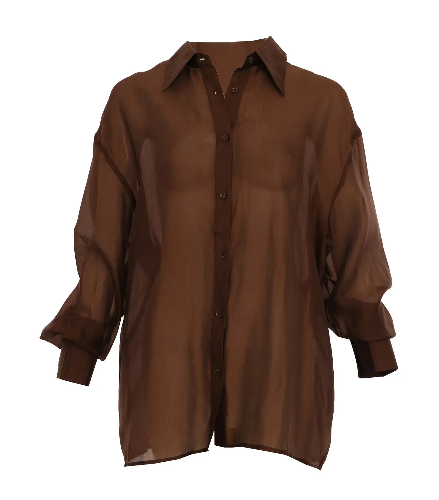 Zaila Oversize Sheer Polo Brown