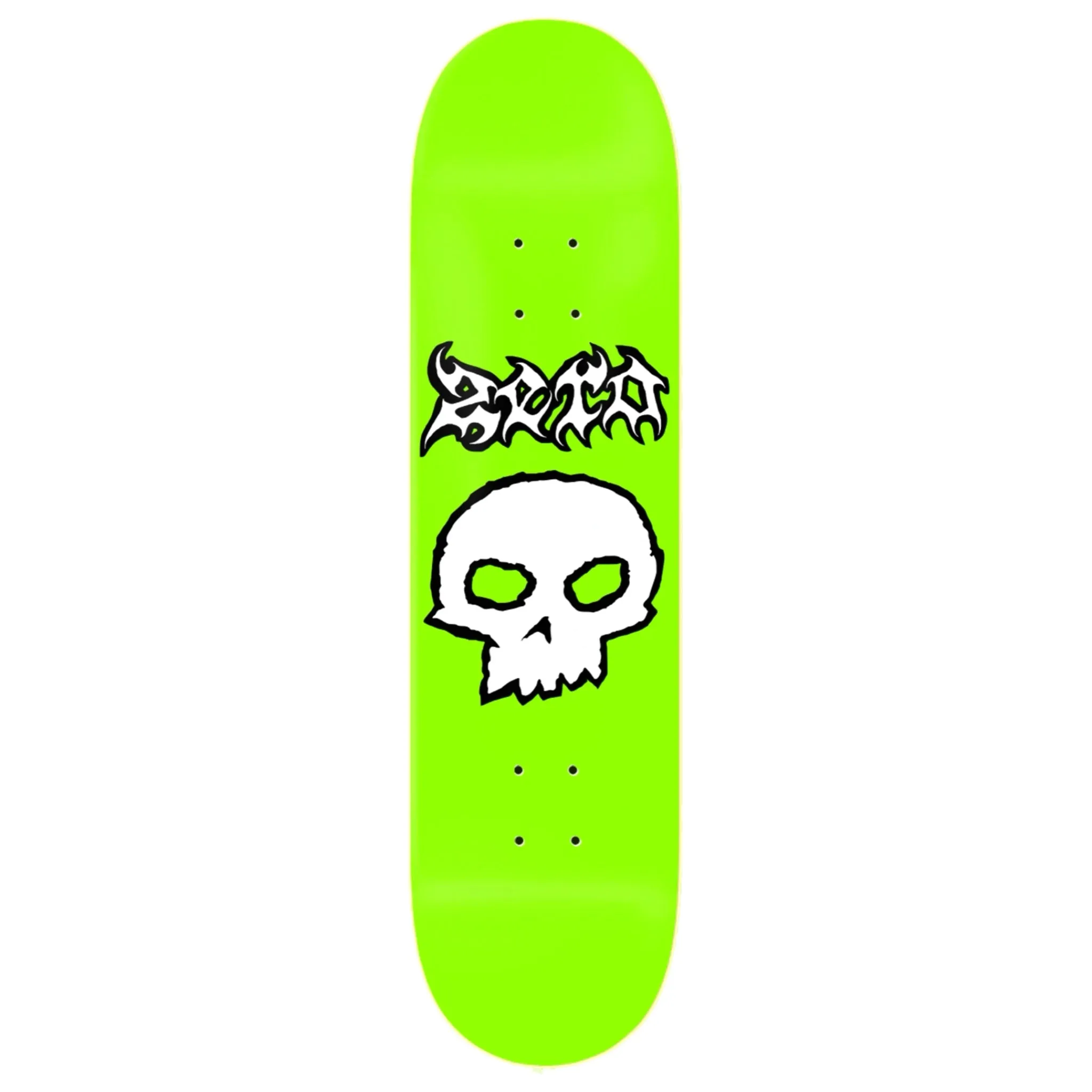 ZERO SKATEBOARDS METAL SINGLE SKULL - NEON GREEN 8.5” DECK